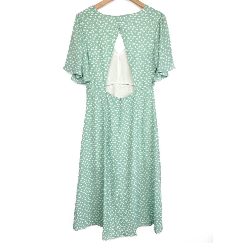 Leith Nordstrom Womens Floral Midi Dress M‎ Blue Garden Cottagecore Flutter - Picture 5 of 10